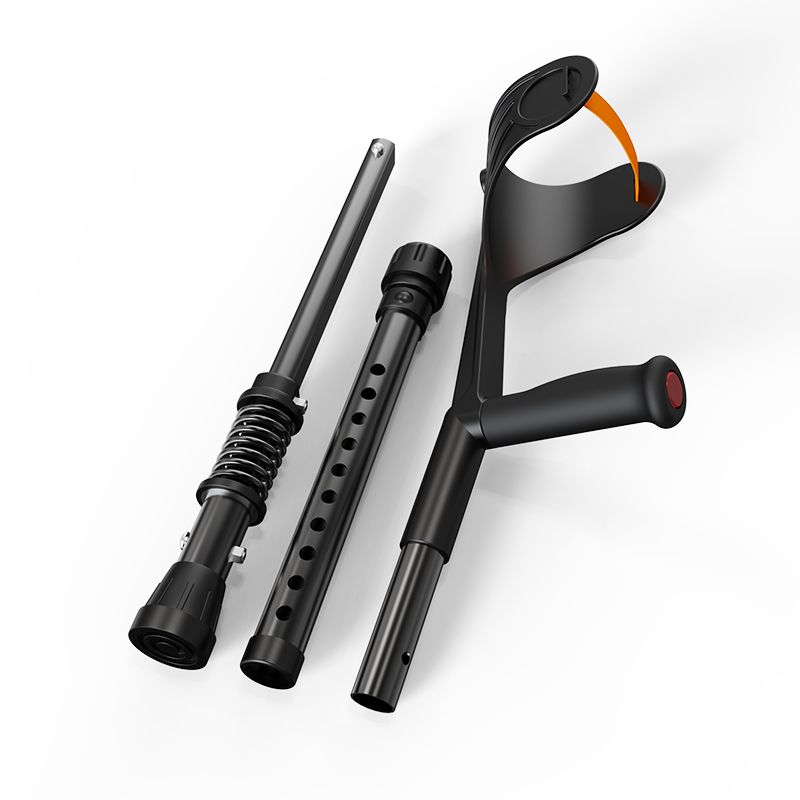 Pair of Adjustable Forearm Crutches for Adults, Lightweight Portable Walking Crutches with Spring Cushioning Design, Black