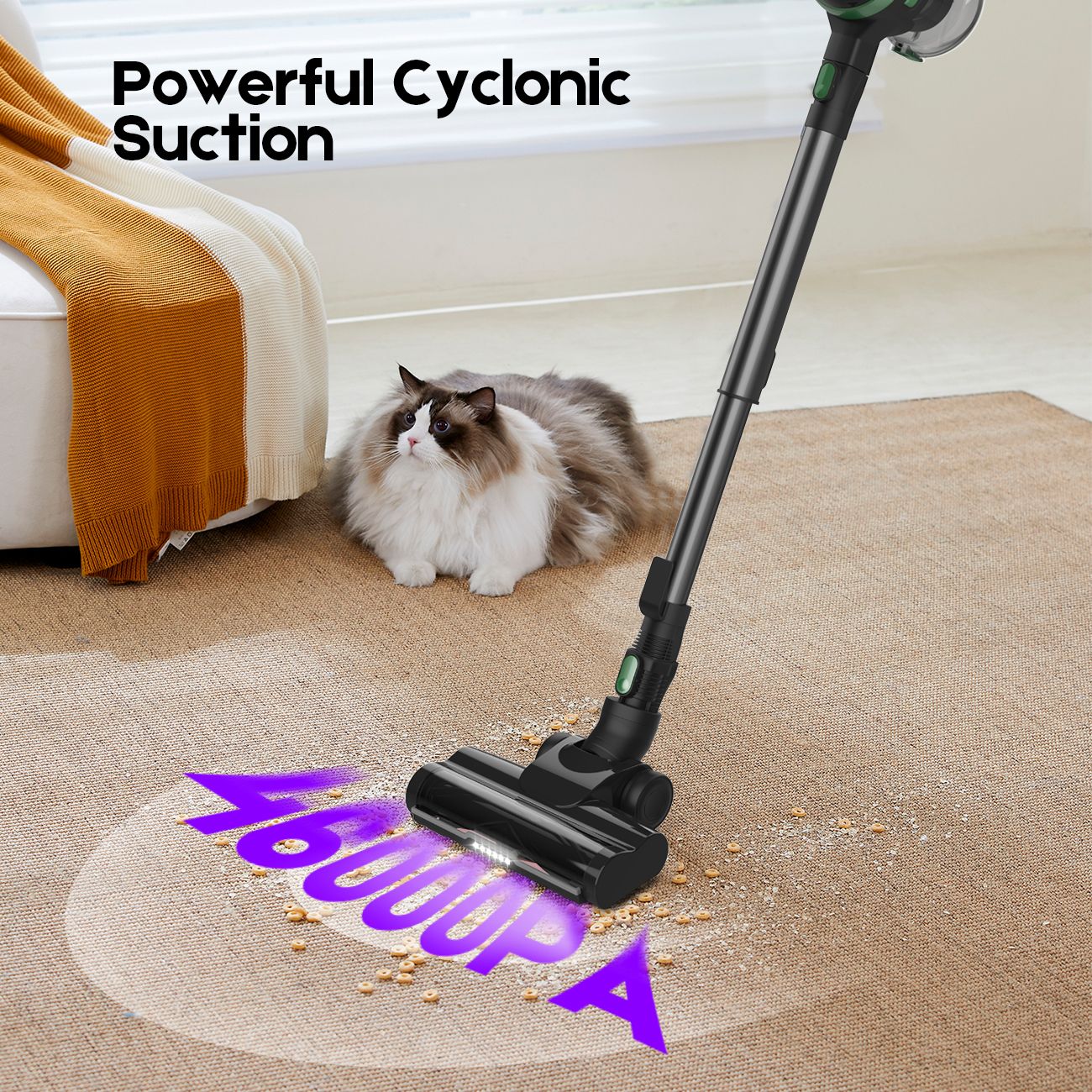 46Kpa Strong Suction, Lightweight Handheld Vacuum Cleaner,  2500mAh Removable Battery with Wall Charger for Home, Hard Floors, Blankets And Pet Hair.