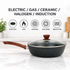 28cm PFOA Free Non-Stick Saute Pan with Lid, Marble-Effect Non-Stick Coating, Induction Compatible, Soft-Touch Handle, Dishwasher Safe