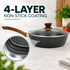 28cm PFOA Free Non-Stick Saute Pan with Lid, Marble-Effect Non-Stick Coating, Induction Compatible, Soft-Touch Handle, Dishwasher Safe