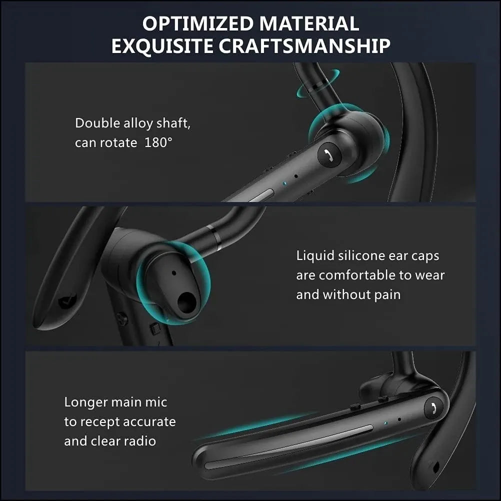 Wireless Bluetooth 5.3 Earpiece Single-Ear Headset Hands-Free Earphones in Mic