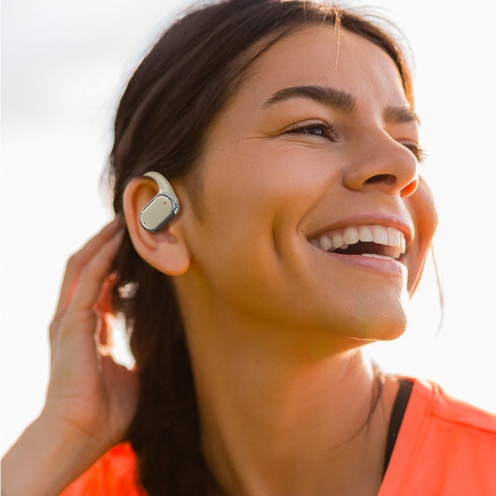 Bluetooth 5.3 Wireless Earbuds Deep Bass Over Ear - Beige
