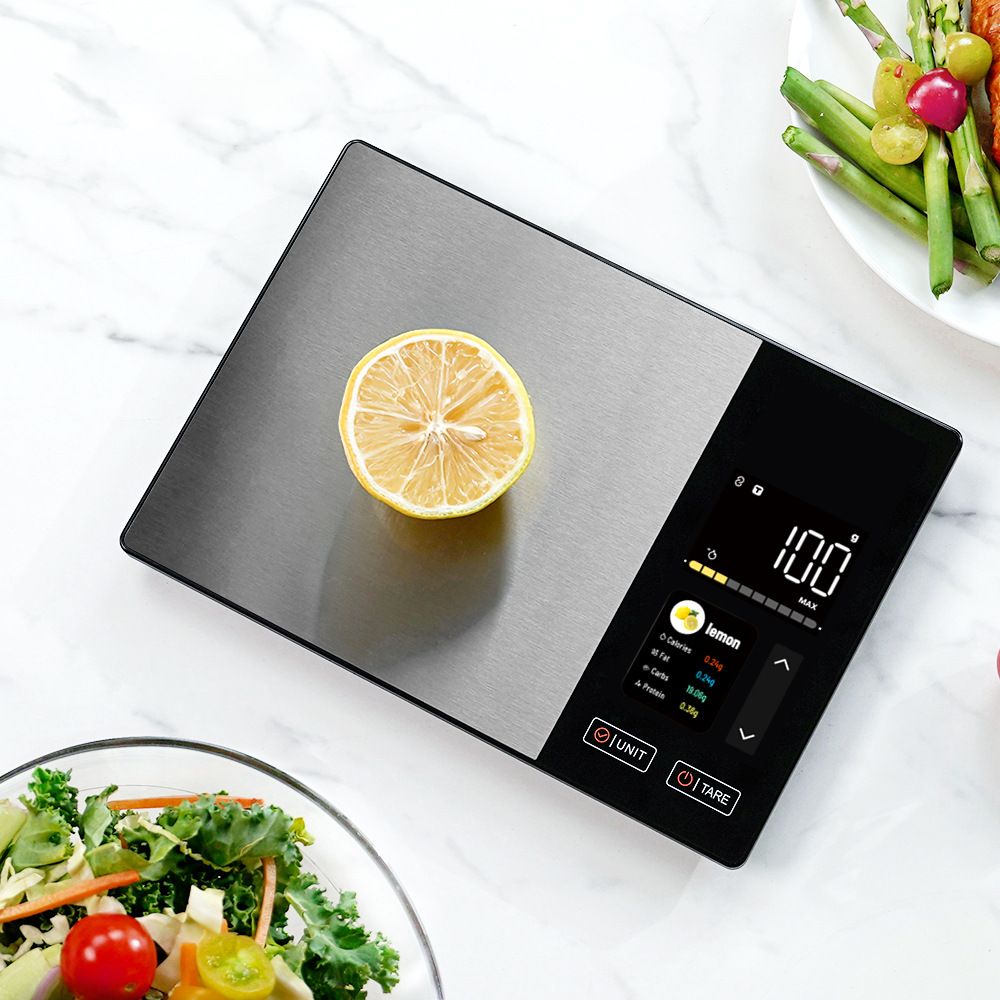 Smart Digital Food Kitchen Scale with Nutritional Calculator, On-Screen Nutrient Info, Free App for Calorie & Macro Tracking, AI Scan, Personal Goals, for Weight Loss and Keto, 11lb/5kg