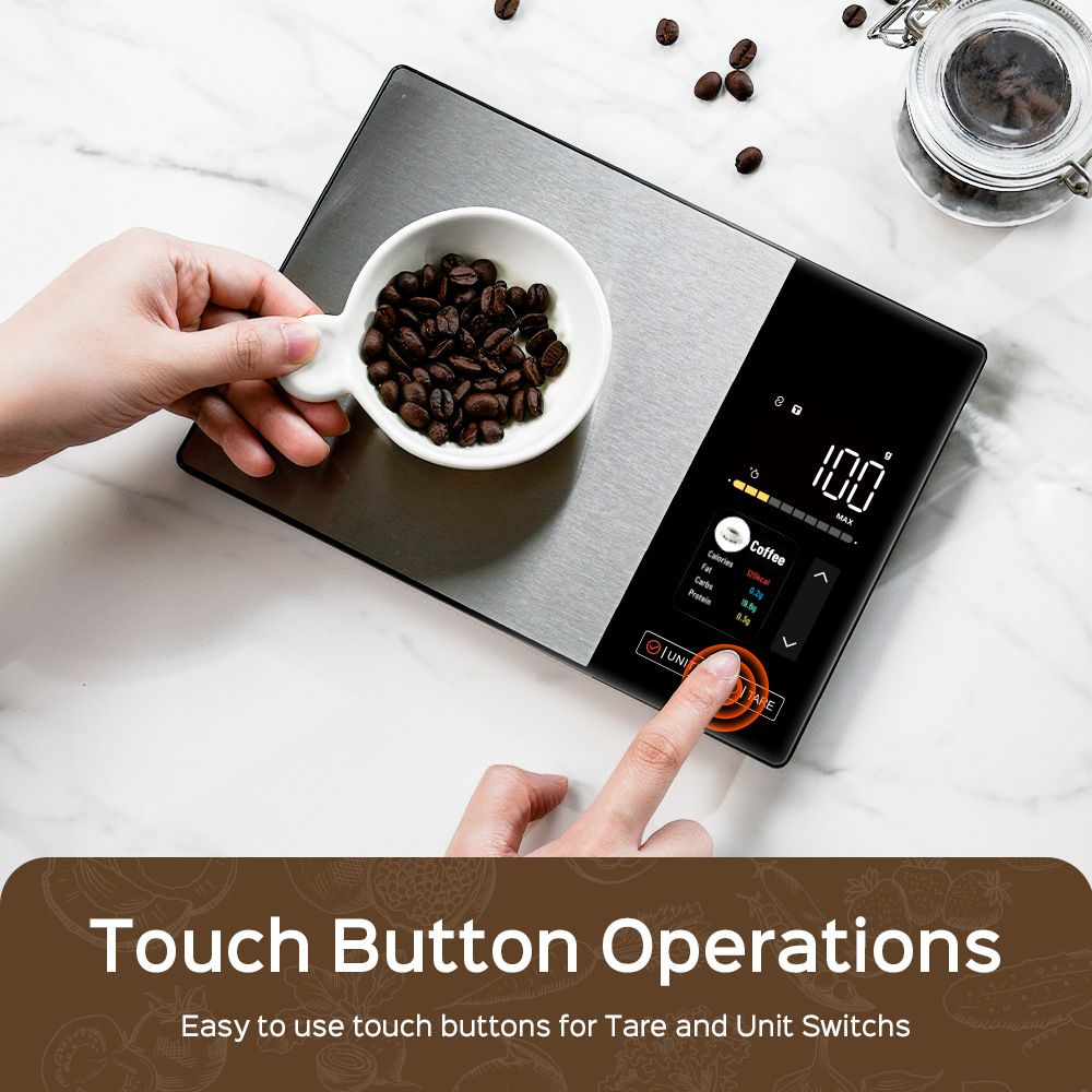 Smart Digital Food Kitchen Scale with Nutritional Calculator, On-Screen Nutrient Info, Free App for Calorie & Macro Tracking, AI Scan, Personal Goals, for Weight Loss and Keto, 11lb/5kg