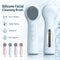 Silicone Facial Cleansing Brush Sonic Vibration Heating Waterproof Rechargeable-BLUE
