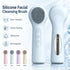 Silicone Facial Cleansing Brush Sonic Vibration Heating Waterproof Rechargeable-BLUE