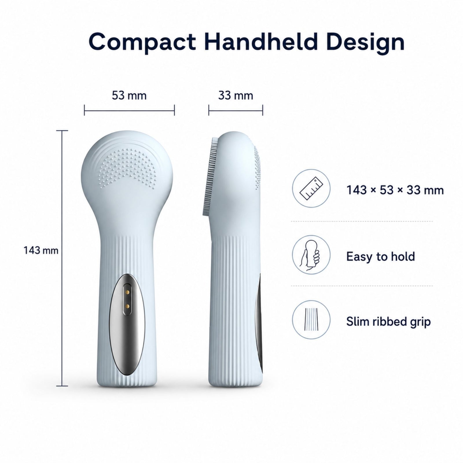 Silicone Facial Cleansing Brush Sonic Vibration Heating Waterproof Rechargeable-BLUE