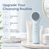 Silicone Facial Cleansing Brush Sonic Vibration Heating Waterproof Rechargeable-BLUE