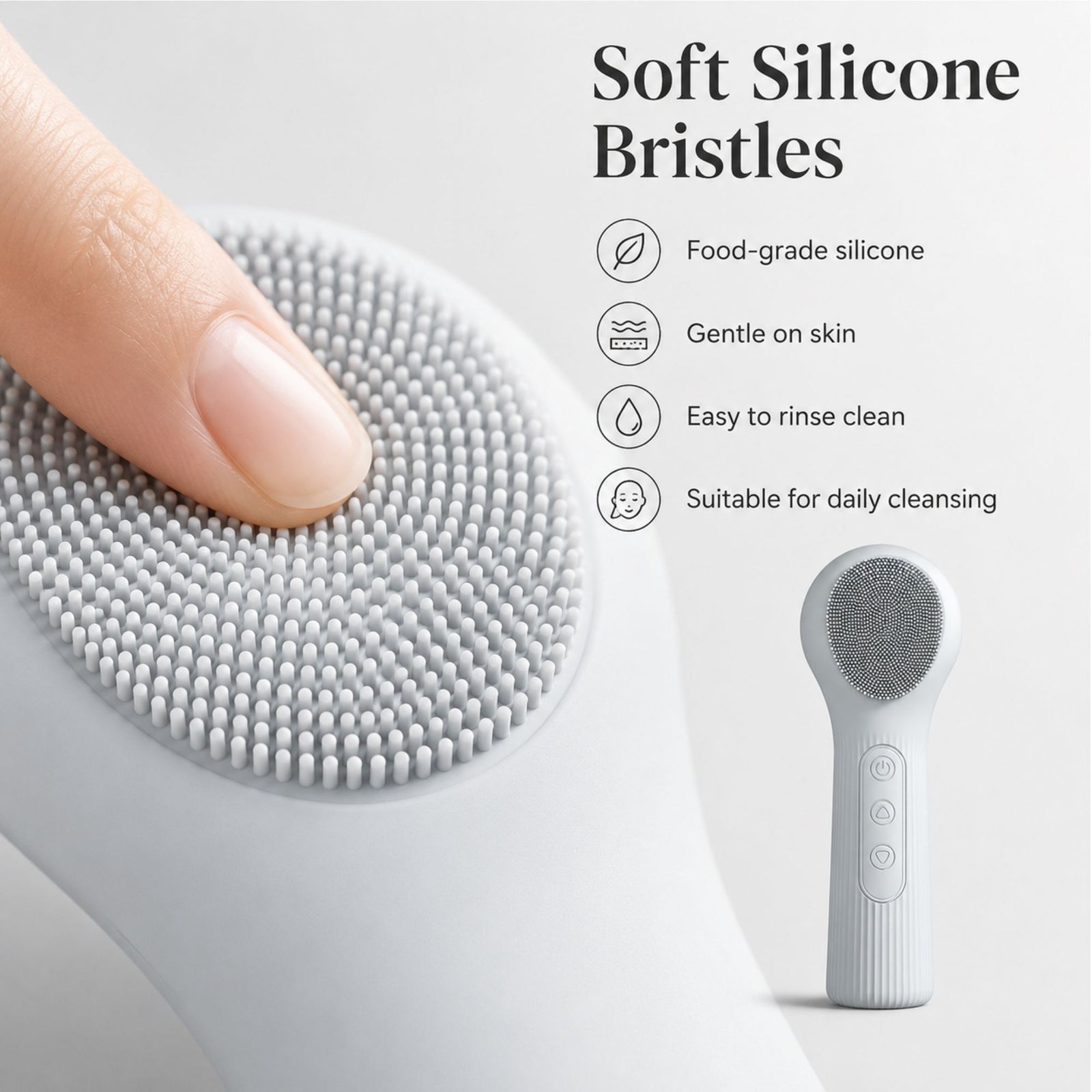 Silicone Facial Cleansing Brush Sonic Vibration Heating Waterproof Rechargeable-PINK