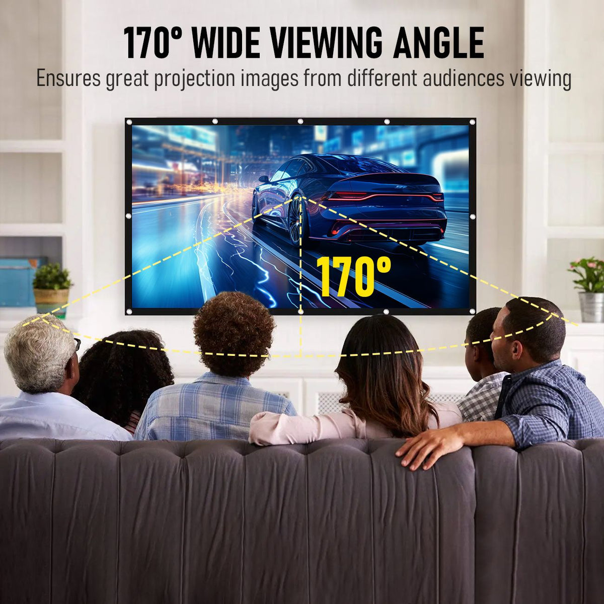 120 Inch Foldable Projector Screen 16:9, 4K HD Compatible Double-Sided Movie Screen, Washable Anti-Crease Portable Display for Indoor Outdoor Home Theater & Events