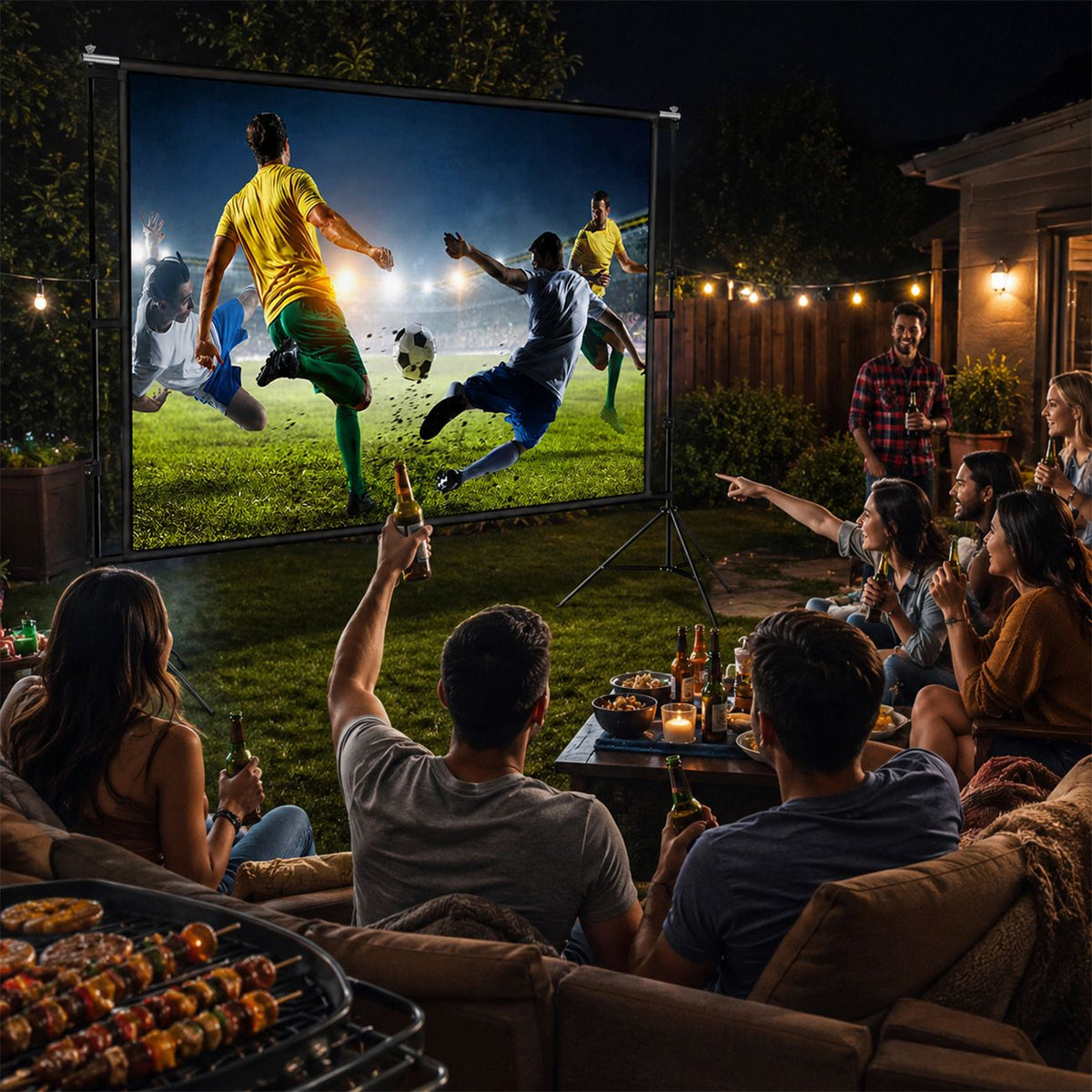120 Inch Foldable Projector Screen 16:9, 4K HD Compatible Double-Sided Movie Screen, Washable Anti-Crease Portable Display for Indoor Outdoor Home Theater & Events