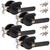 Privacy Door Lever Handle with Key, Heavy Duty Interior Door Lock, Round Design, 4 Pack, Matte Black
