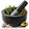 Granite Mortar and Pestle Set 450ml Heavy Duty Stone Spice Grinder Bowl Black