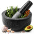 Granite Mortar and Pestle Set 450ml Heavy Duty Stone Spice Grinder Bowl Black