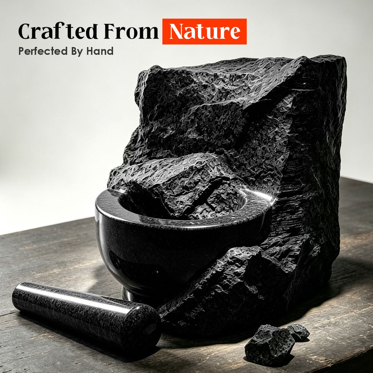 Granite Mortar and Pestle Set 480ml Heavy Duty Stone Spice Grinder Dark Grey