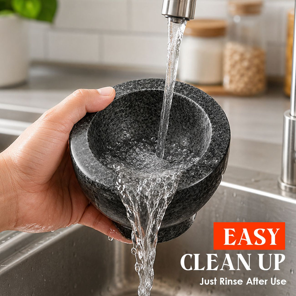Granite Mortar and Pestle Set 480ml Heavy Duty Stone Spice Grinder Dark Grey