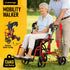 2-in-1 Foldable Aluminium Rollator Walker with Seat, Adjustable Handles, 8" All-Terrain Wheels, Detachable Storage Bag, 136kg Capacity, Lightweight Walking Frame for Indoor & Outdoor Use