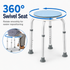 Bath Stool for Seniors, Swivel Seat & Non-Slip Height-Adjustable Round Shower Bench, Rotating Design, for Seniors Elderly, 125kg Capacity