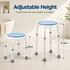 Bath Stool for Seniors, Swivel Seat & Non-Slip Height-Adjustable Round Shower Bench, Rotating Design, for Seniors Elderly, 125kg Capacity
