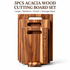 3Pcs Wooden Cutting Board Set with Storage Stand, Chopping Boards for Kitchen Food Preparation