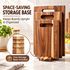 3Pcs Wooden Cutting Board Set with Storage Stand, Chopping Boards for Kitchen Food Preparation