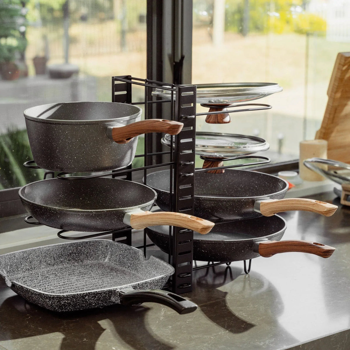 Livingtoday Double Sided Kitchen Rack Organiser, 8 Tiers, Iron, 46x22cm