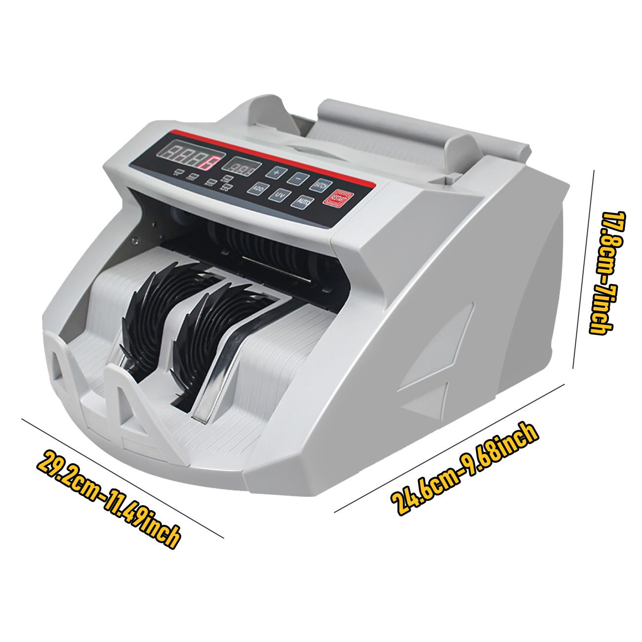 Automatic AUD Money Counter Machine with UV/MG/IR Detection, High-Speed Banknote Counter & Digital Display(29.2x24.6x17.8cm)