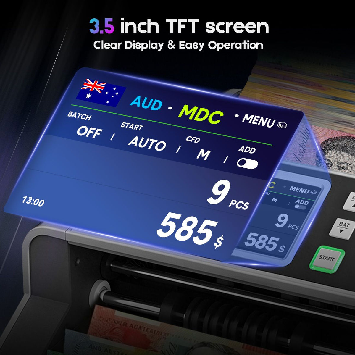 Mixed Denomination Money Counter with Counterfeit Detection & Touch Screen