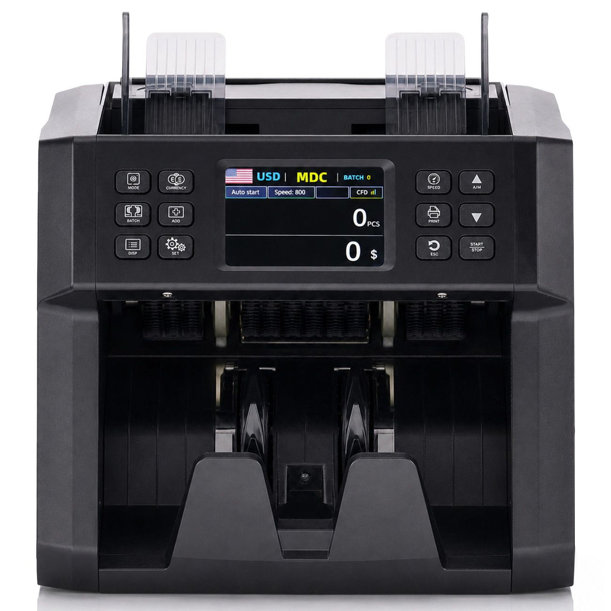 Dual CIS Money Counter with Counterfeit Detection, Mixed Value Bill Counter, 14 Currency Cash Counting Machine with Serial Number Reading, UV MG IR MT Detection, 3.5