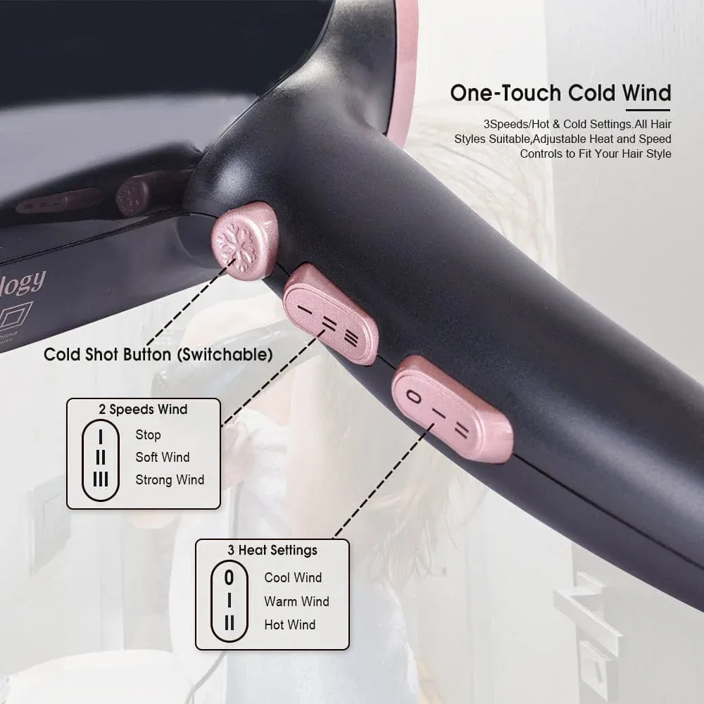 Evoke 2000W Professional Ionic Hair Dryer, Ceramic, 2-Speed Set