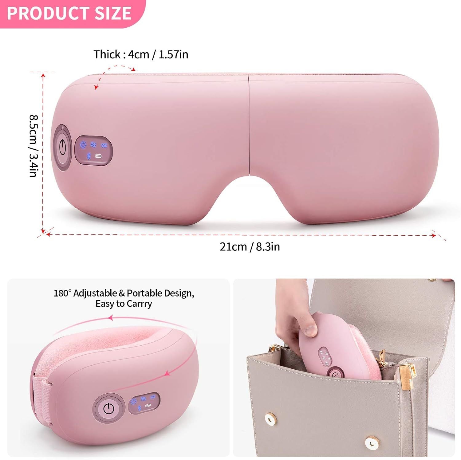 Eye Massager with Heat, Vibration and Warm Compress, Smart Sleeping Eyes Mask with Bluetooth Can Connect with Phone for Music,Gift for Mother's Day