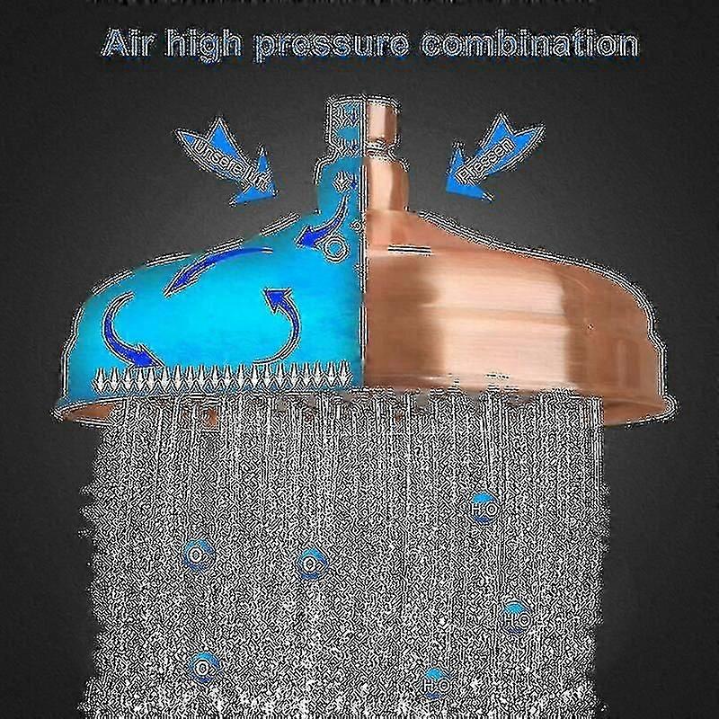 High Pressure Copper Rain Shower Head 20 cm (8 inch) Diameter Adjustable Angle Fixed Compatible with Standard Shower Arms Gold