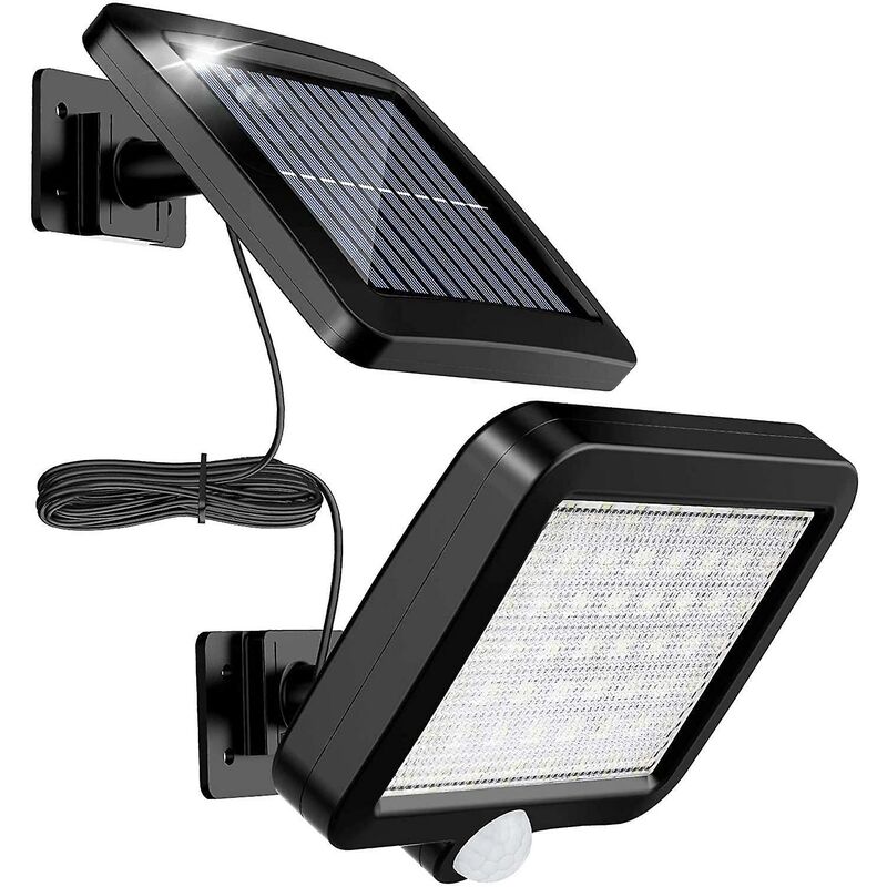 2 Pack 56 LED Solar Lights Outdoor Motion Sensor Ip65 Waterproof 120 Degree Lighting Angle With 5M Cable