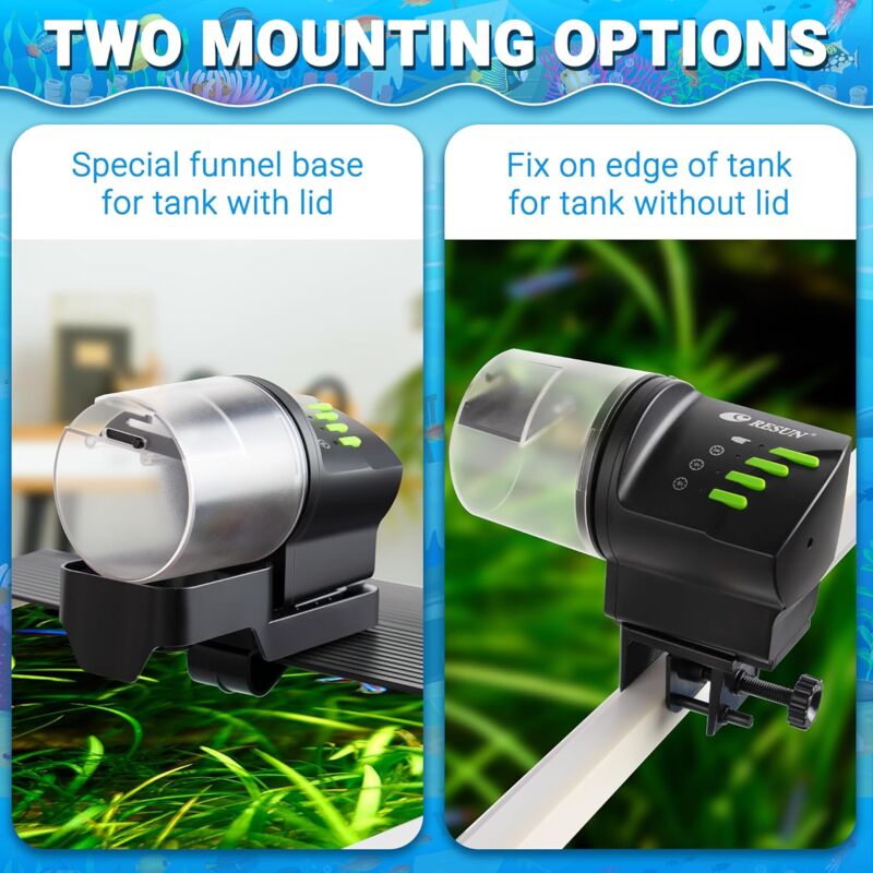 Aquarium Fish Feeder, Multifunctional Adjustable Automatic Food Dispenser Plug In Turtle Vacation Feeder Resun Af2020