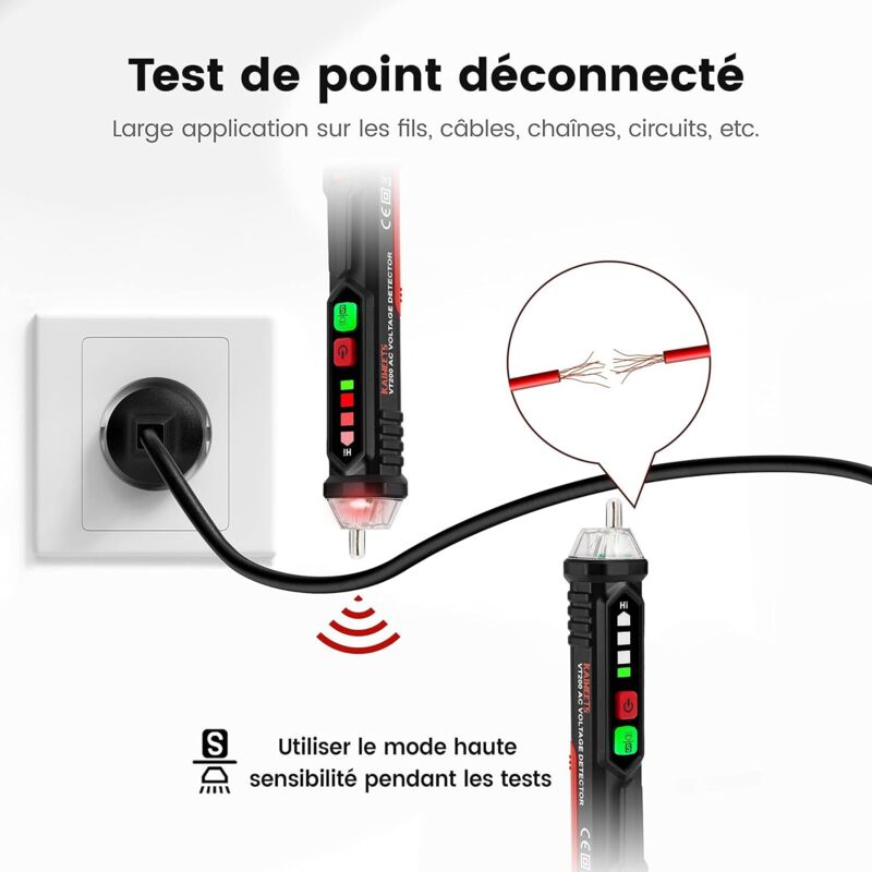 Non-Contact Voltage Detector, Voltage Tester With Adjustable Sensitivity Non-Contact Voltage/Phase Tester, Current