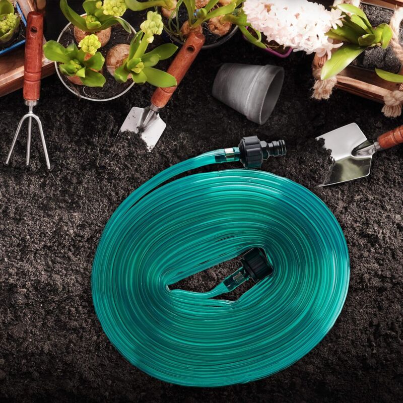Garden Hose, Flat Irrigation Water Lance, For Garden, Holes, Ready To Connect, 7.5 Meters, Green