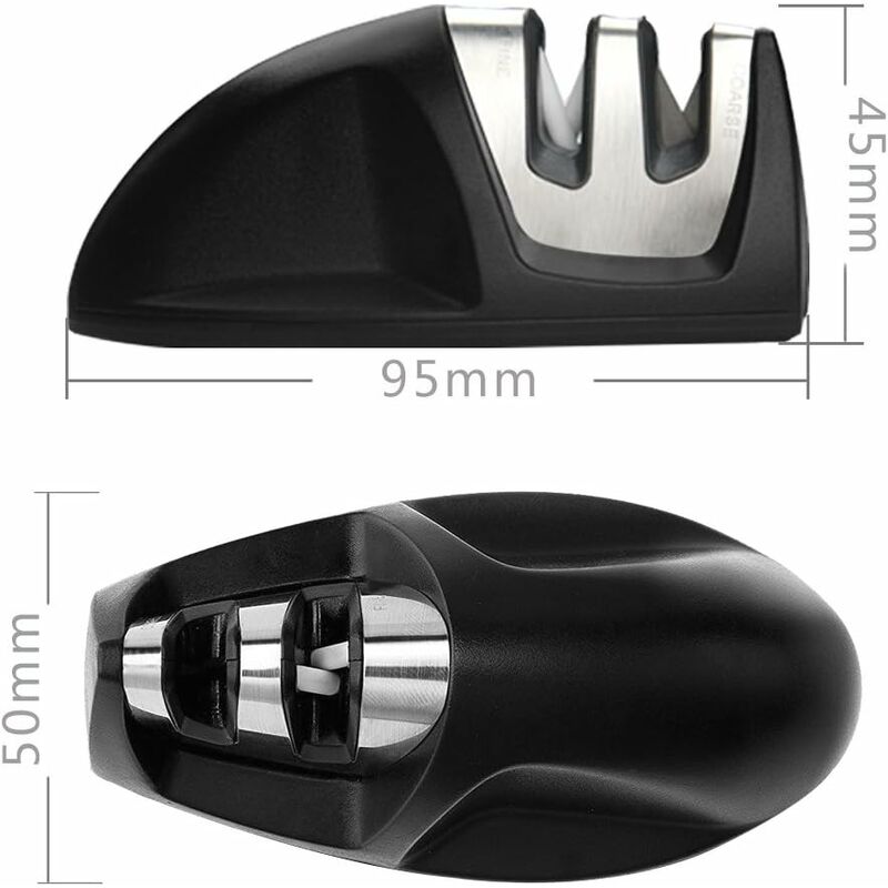 Professional Kitchen Sharpener 2 In 1 Manual Sharpener For All Sizes Stainless Steel And Ceramic Knives, Non-Slip Base