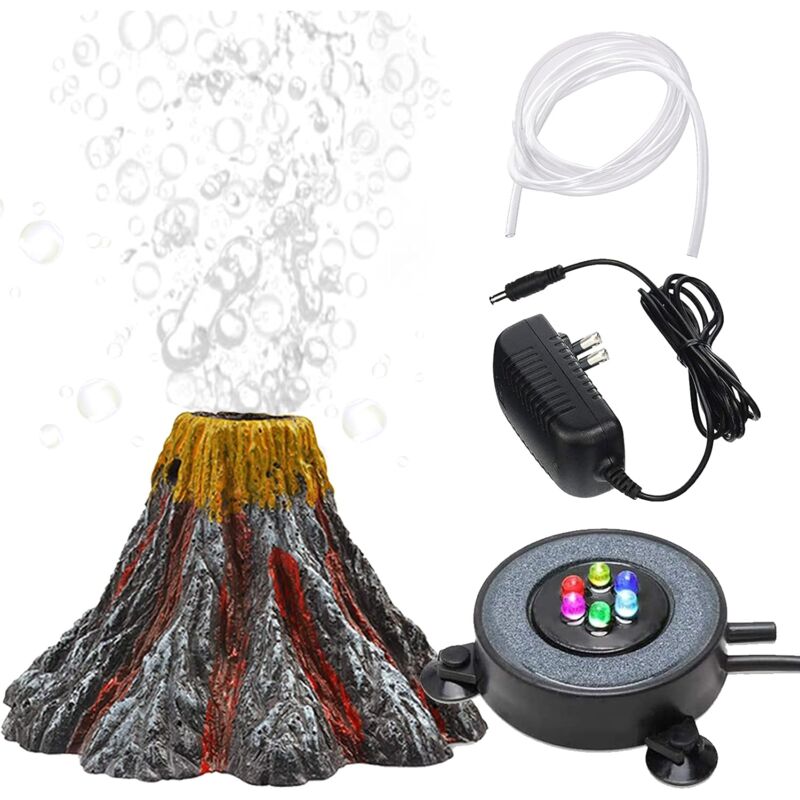Aquarium Decoration Kit Volcano Multicolor With LED Light Air Stone For Air Pump Aquarium Accessories Aquarium