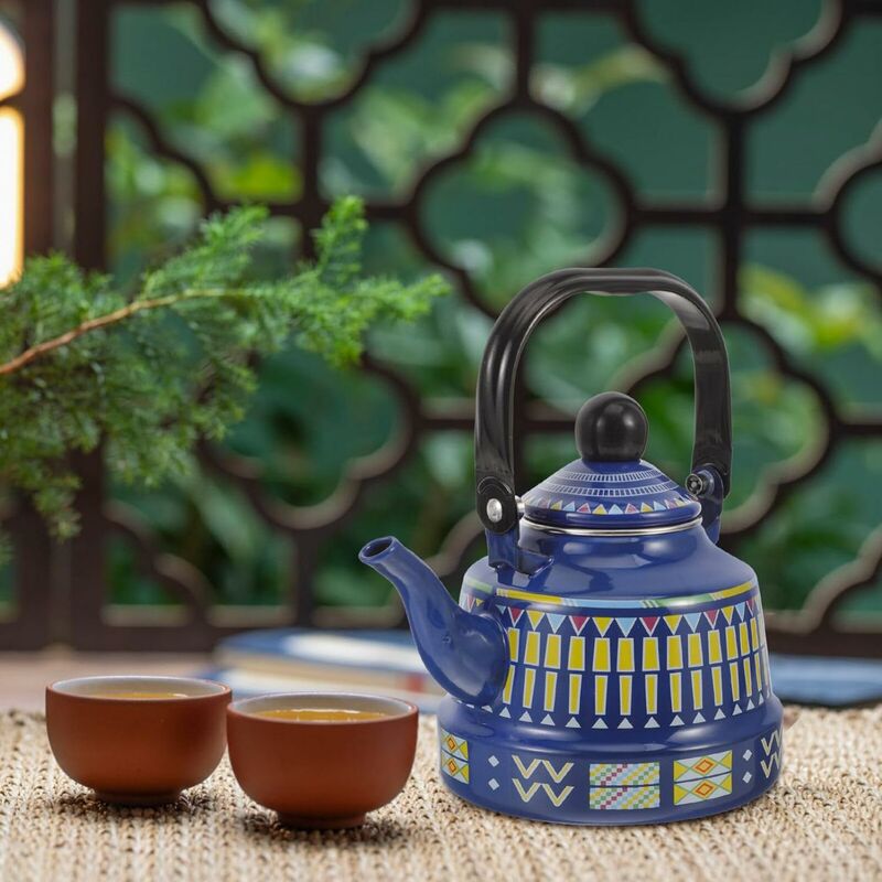 Enamel Water Kettle 1.1L Enamel Teapots Vintage Stovetop Kettles Large Capacity Coffee Pots Boiling Kettle For Home