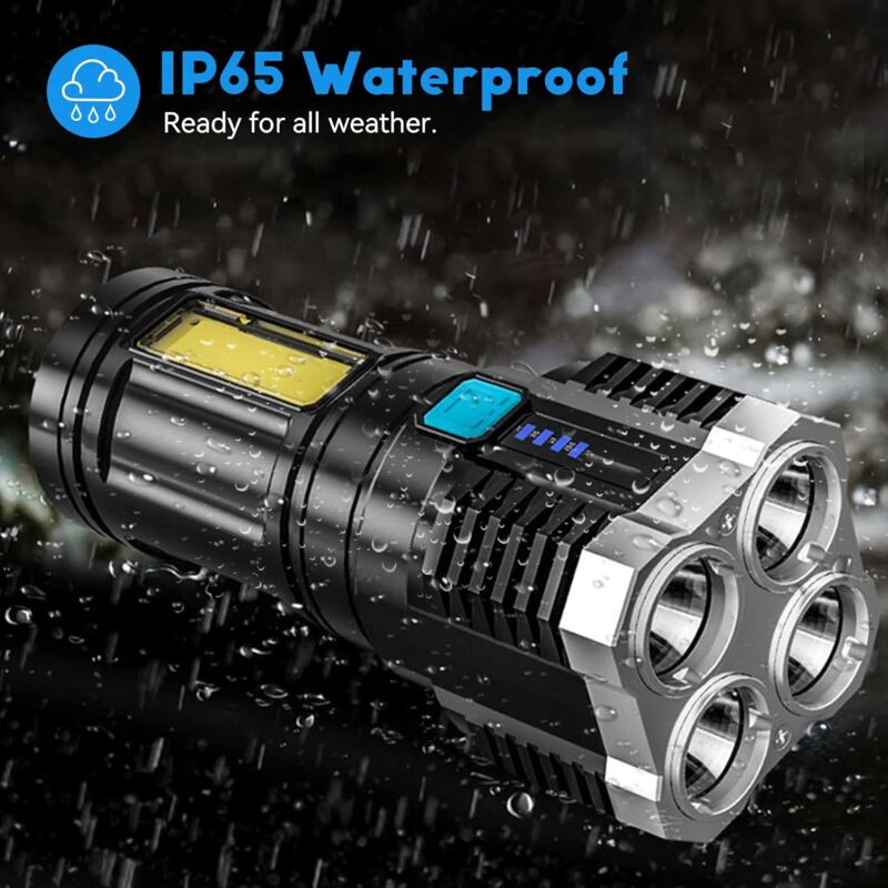 Super Bright LED Torches, Usb Rechargeable Torch With Side Light 4 Modes Cob Powerful Lumens For Outdoor Camping Torch