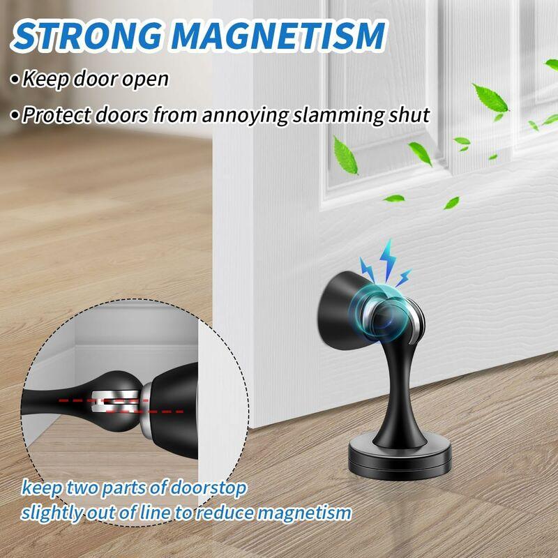 Magnetic Door Stop Brushed Stainless Steel Satin Nickel Black Floor Mounted For Bedroom Bathroom Kitchen Office