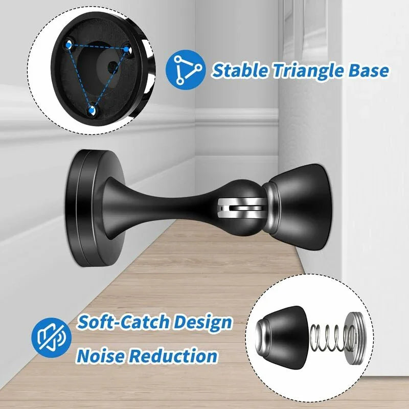 Magnetic Door Stop Brushed Stainless Steel Satin Nickel Black Floor Mounted For Bedroom Bathroom Kitchen Office