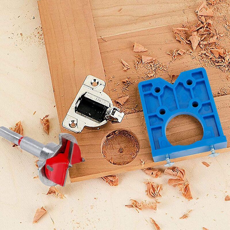 1 pcs Hinge Jig Drill Bit Sets, Hole Locator Bits, Drilling Jig For Hinges (35Mm Hinge Drilling Jig + Drill Bit Set)
