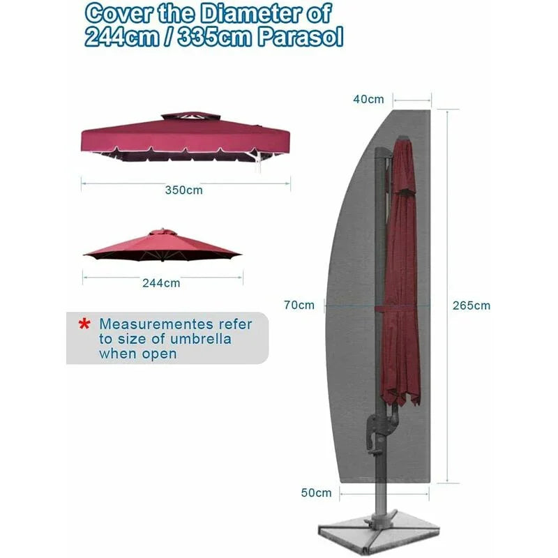 Parasol Cover, Parasol Cover, Waterproof Garden Umbrella Cover, 265X40/70/50Cm/Anti-Uv, Wind, Discoloration, For