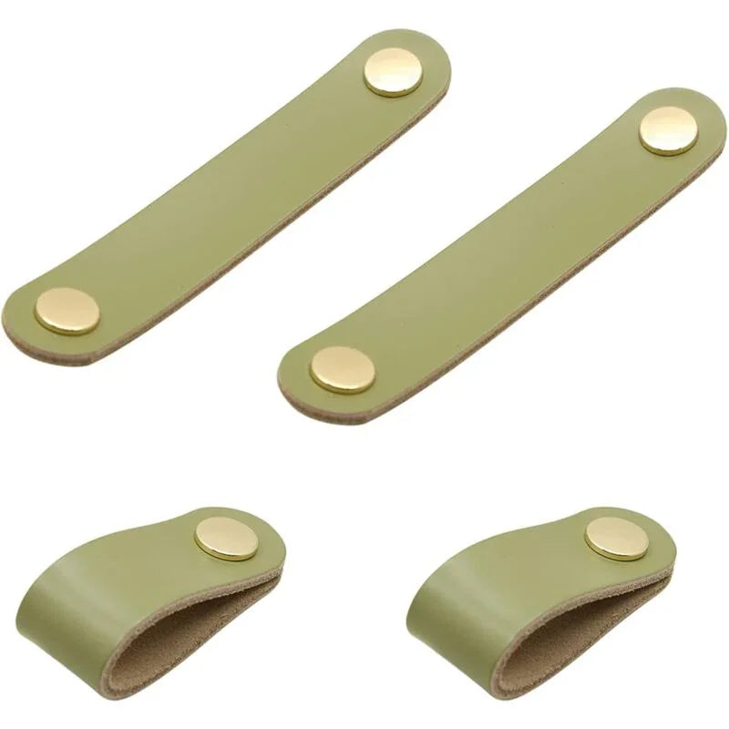 4 pcs Leather Handle Furniture Knobs Leather Handles Window Leather Door Knobs Wardrobe Door Knobs For Cabinets