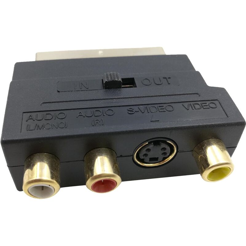 Rgb Scart 21 Pin Male To 3 Rca Av Female Converter + Video Adapter (Black)