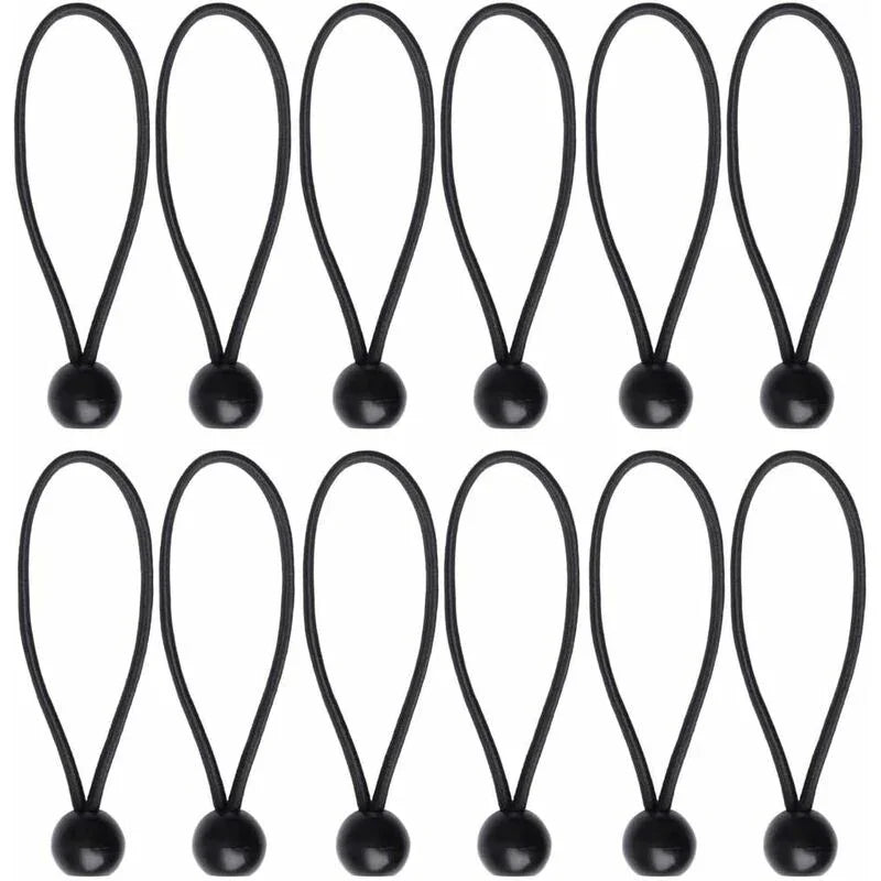 12 pcs Black Tarpaulin Bungees Balls Tarp Bungee Cord For Banner, Tarpaulins, Pavilions, Tents, Tent Bungee Hooks,