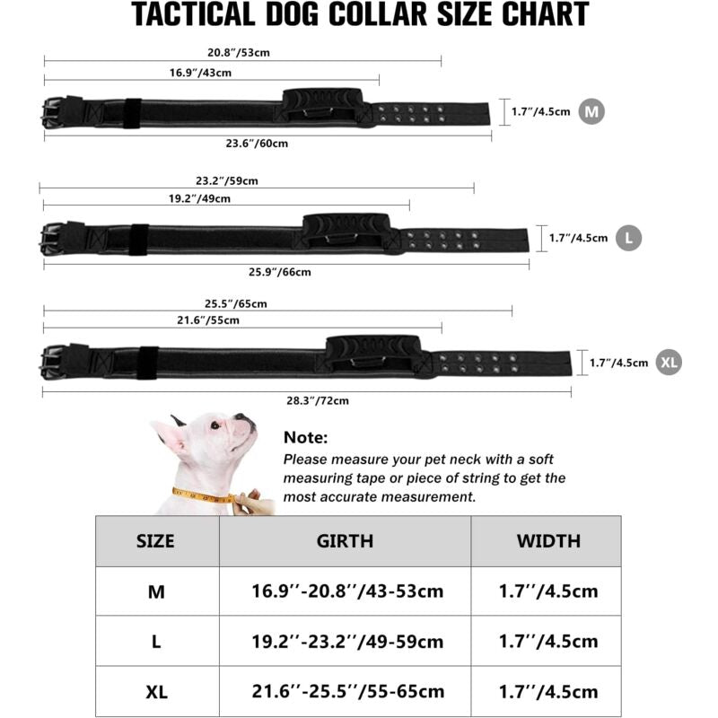Upgrade Tactical Dog Collar With Control Handle, Military Adjustable Padded Dog Collar For Medium Large Dogs Training