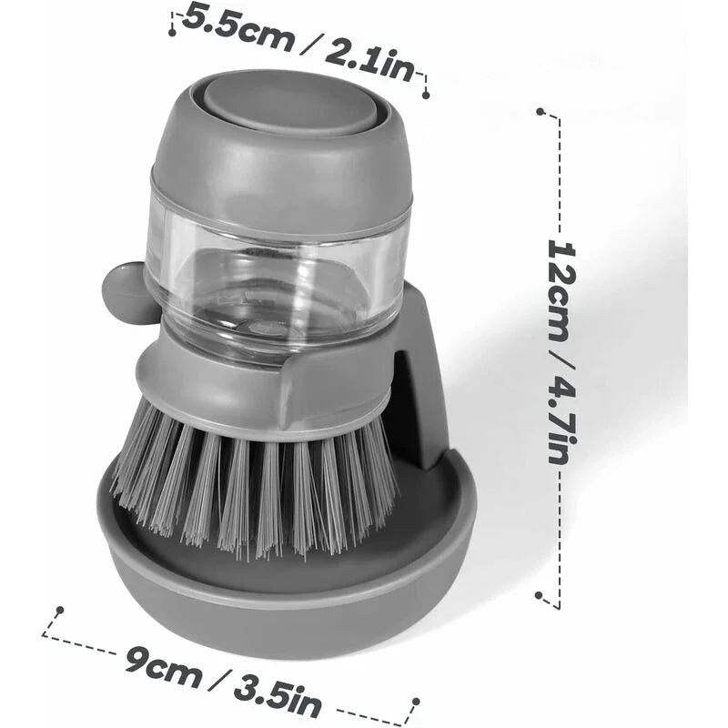 Soap Dispensing Dish Brush, Kitchen Hand Brush For Cleaning Dishes, Pots, Pans And Sinks -- Gray V014Dcbgre One Size
