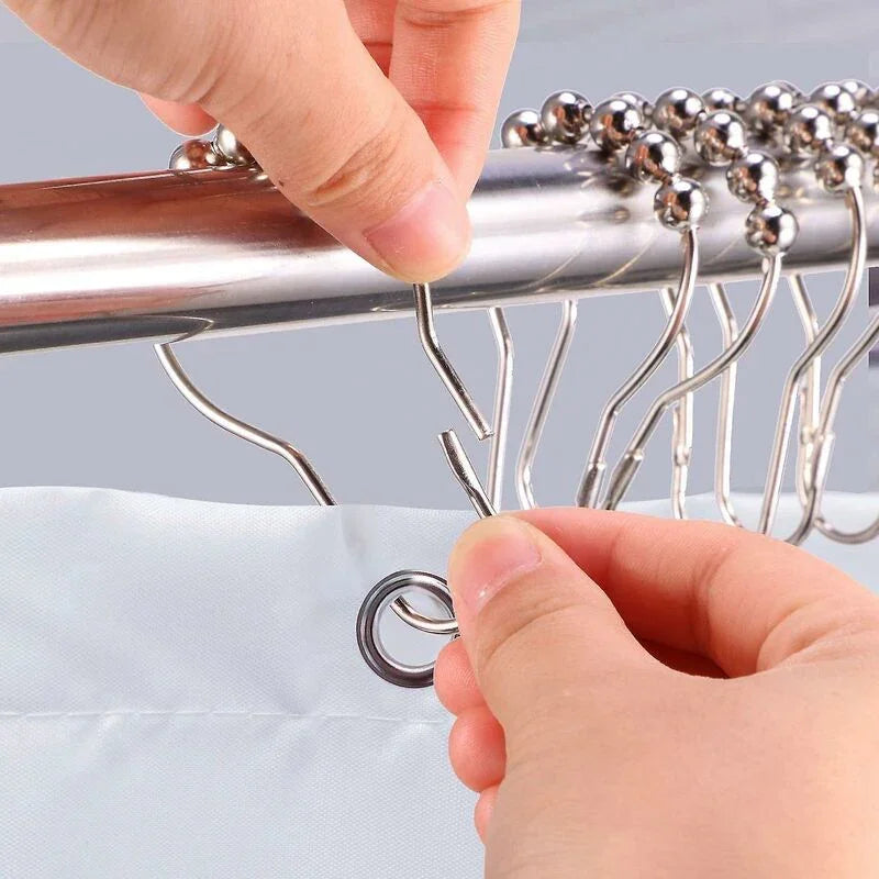 Stainless Steel Shower Rings, 12 Pieces Shower Curtain Hooks Small S Hooks For Bathroom Shower ROd (Silver)